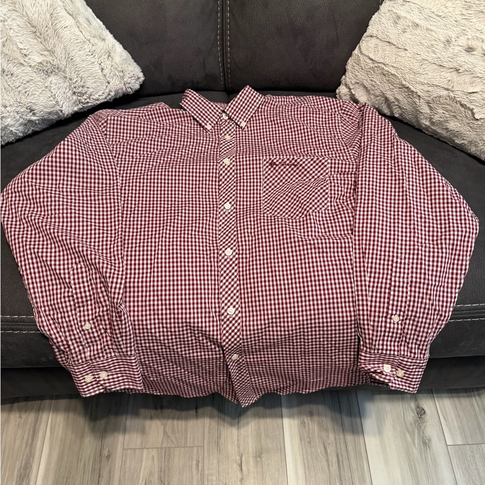 Ben Sherman Burgundy Checkered Button Down Shirt